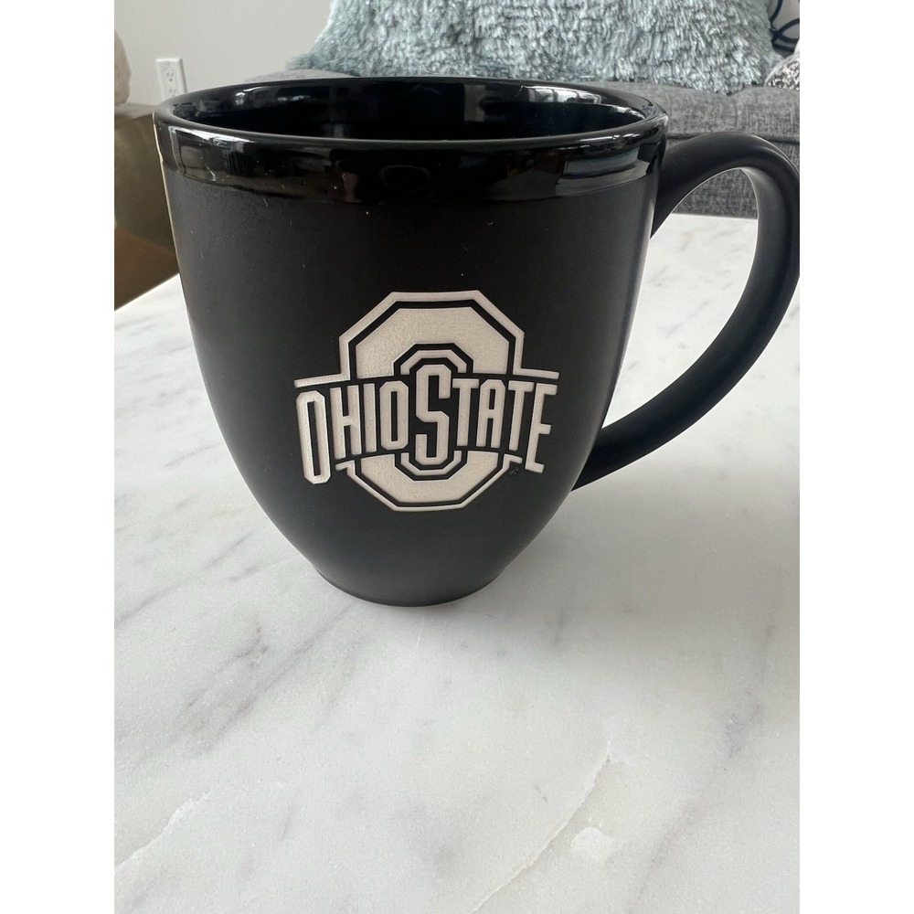 Ohio State Buckeyes Matte Black Laser Cut Two-Tone 15oz Bistro‎ Coffee Mug New